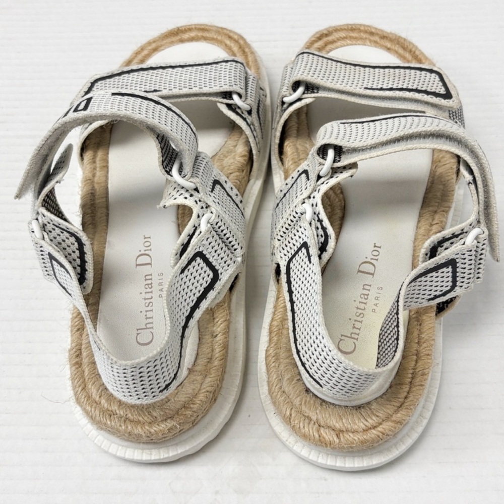 Dior White and Natural Rope Espadrille Sport Sandals - Picture 3 of 6